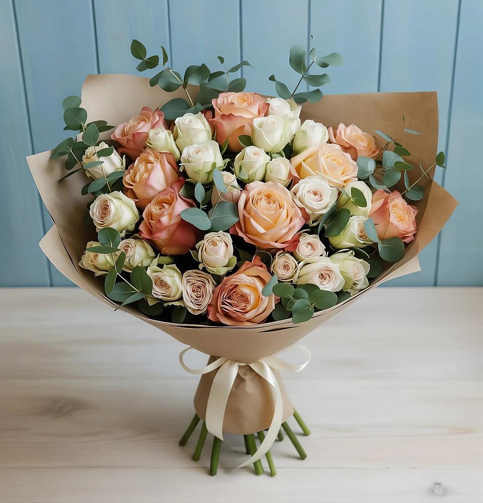 Букет цветов из: Альстромерии и Розы в Александровской Кадардино-Балкарской Республики