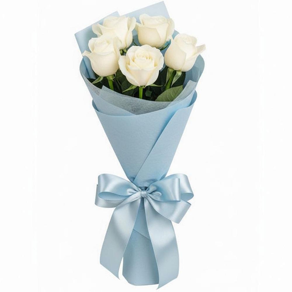 Букет 5 Белых роз Проуд в Александровской Кадардино-Балкарской Республики