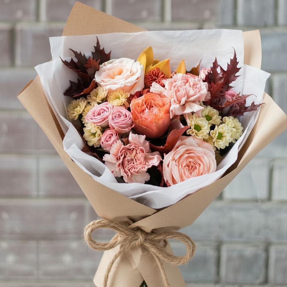 Букет цветов из: Гвоздики, Хризантемы и Розы в Александровской Кадардино-Балкарской Республики