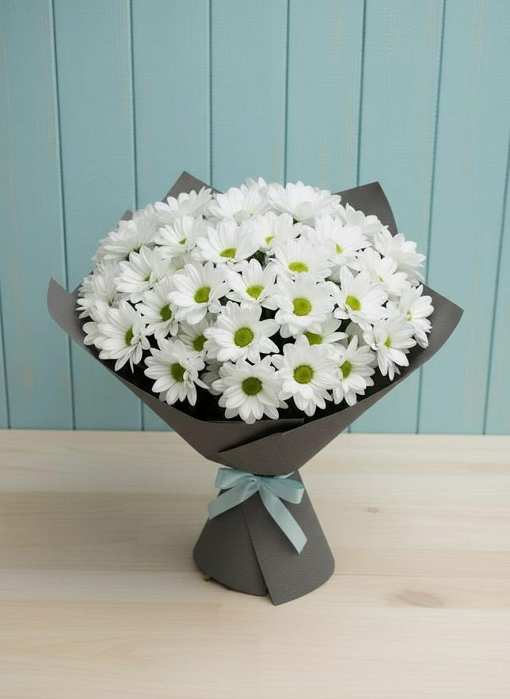 Букет белые хризантемы в Александровской Кадардино-Балкарской Республики Букет цветов из: Хризантемы в Александровской Кадардино-Балкарской Республики