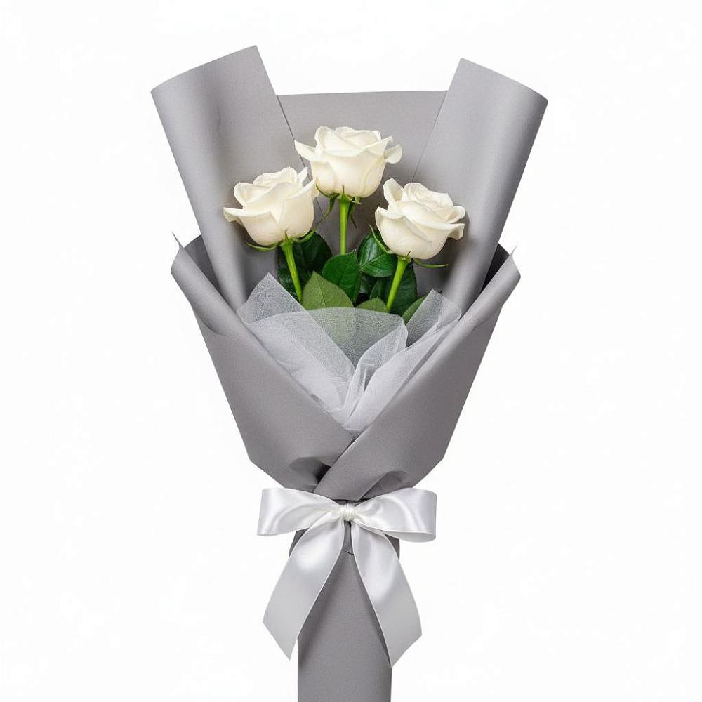 Букет 3 белые розы в Александровской Кадардино-Балкарской Республики