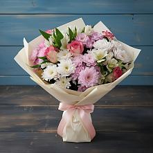 Букет цветов из:  Хризантемы, Альстромерии и Розы в Александровской Кадардино-Балкарской Республики