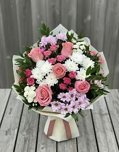 Букет цветов из:  Альстромерии, Гвоздики, Розы и Хризантемы #REPLACE_PRED# Александровской Кадардино-Балкарской Республики