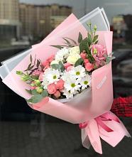 Букет цветов из:  Розы, Лизиантусы и Хризантемы #REPLACE_PRED# Александровской Кадардино-Балкарской Республики