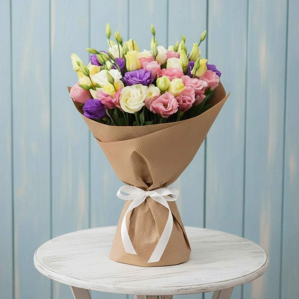 Букет цветов из: Лизиантусы в Александровской Кадардино-Балкарской Республики