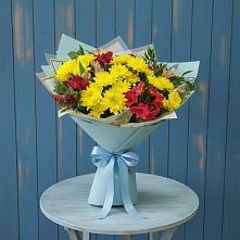 Букет цветов из:  Альстромерии и Хризантемы #REPLACE_PRED# Александровской Кадардино-Балкарской Республики