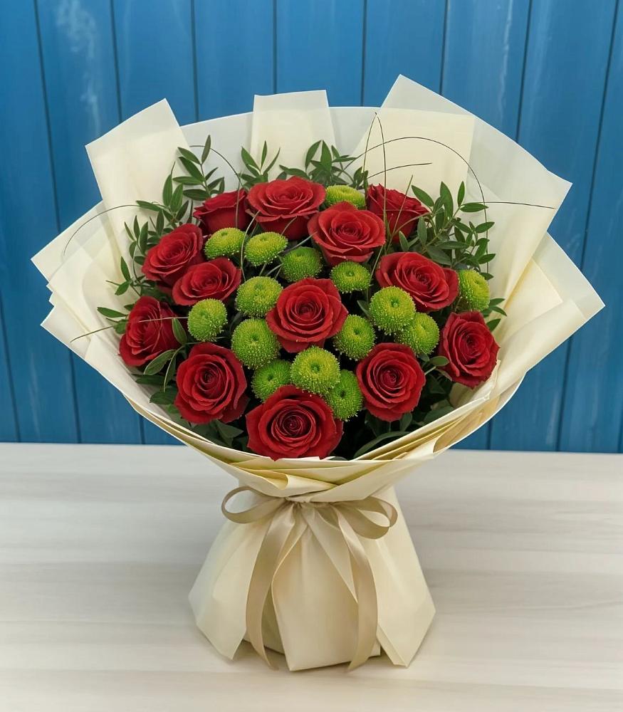 Букет цветов из: Розы и Хризантемы в Александровской Кадардино-Балкарской Республики