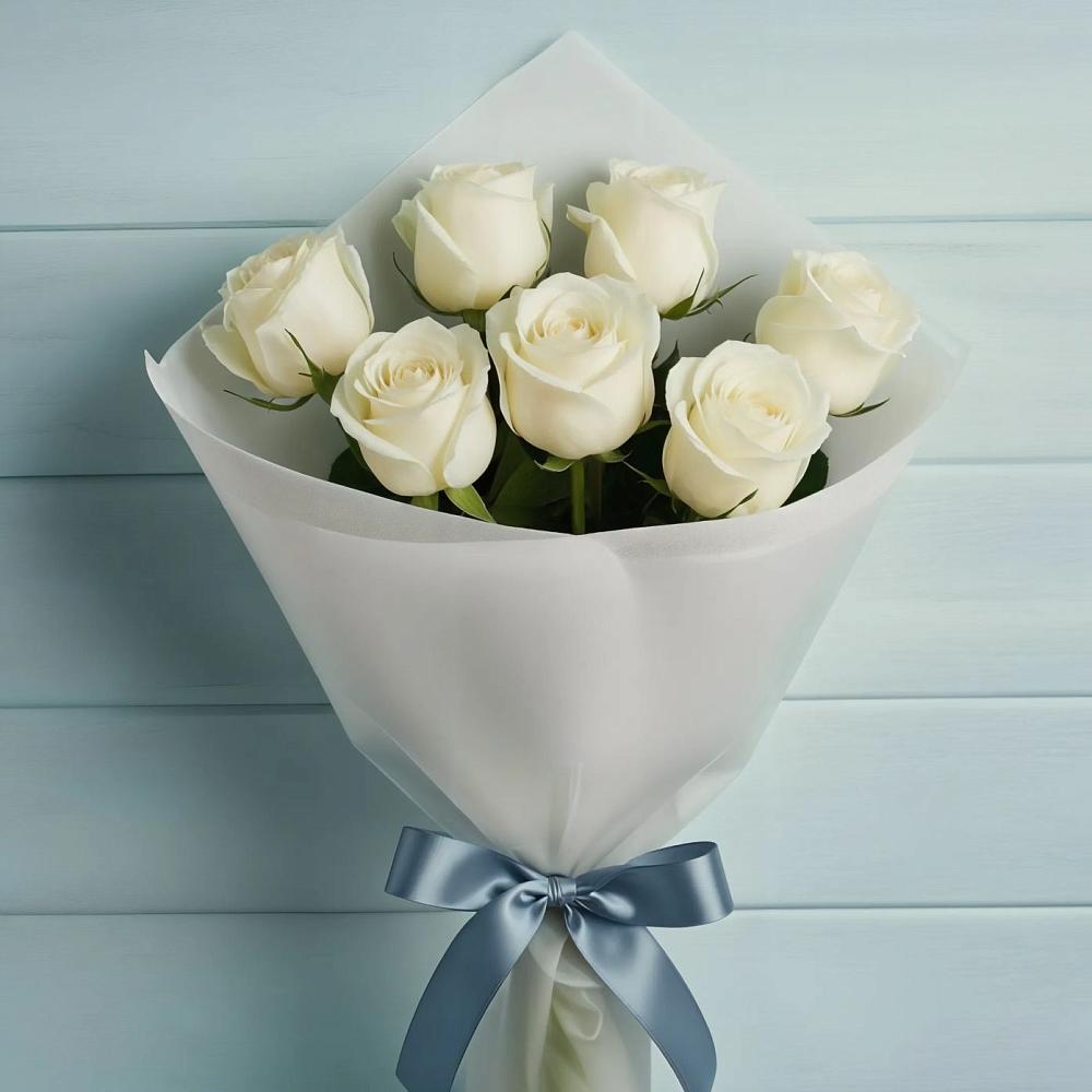 Букет 7 Белых роз Эдлесс Лав в Александровской Кадардино-Балкарской Республики