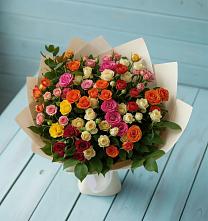 Букет Микс из разноцветных кустовых роз в Александровской Кадардино-Балкарской Республики